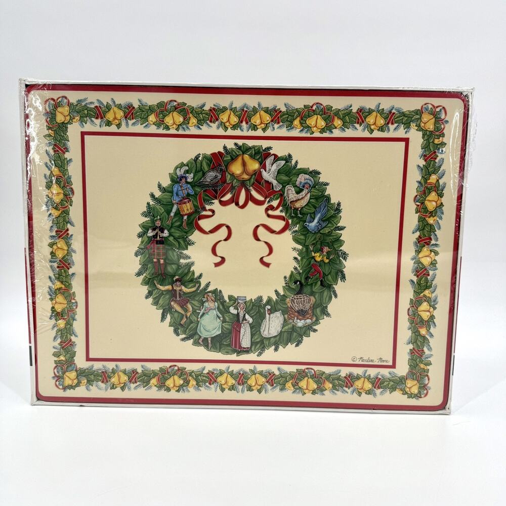 MARLENE MOORE VTG Pimpernel Cork Place Mats Set/4 ENGLAND 12 DAYS OF CHRISTMAS